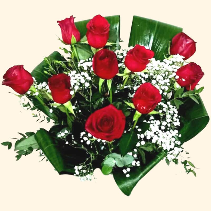 Bouquet di 10 Rose rosse Consegna a domicilio a Roma