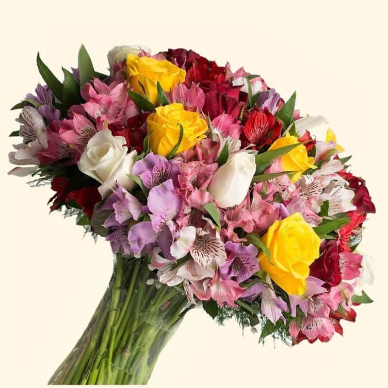 Bouquet di Rose colorate e Alstroemeria Flower delivery in Rome