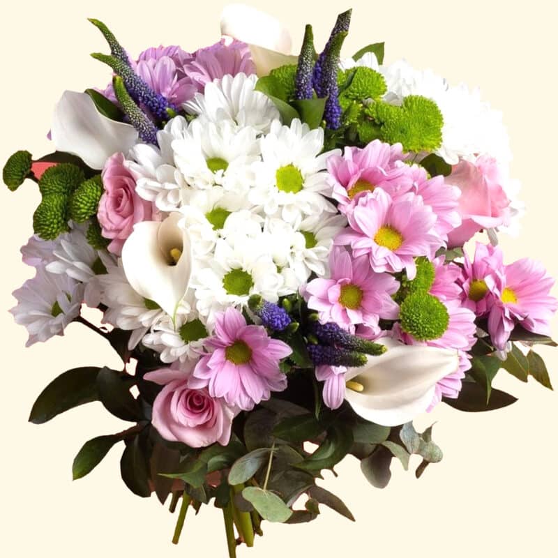 Flower delivery in Rome - Bouquet di San Carlino colorato, Santino verde, rosa e Calle bianche