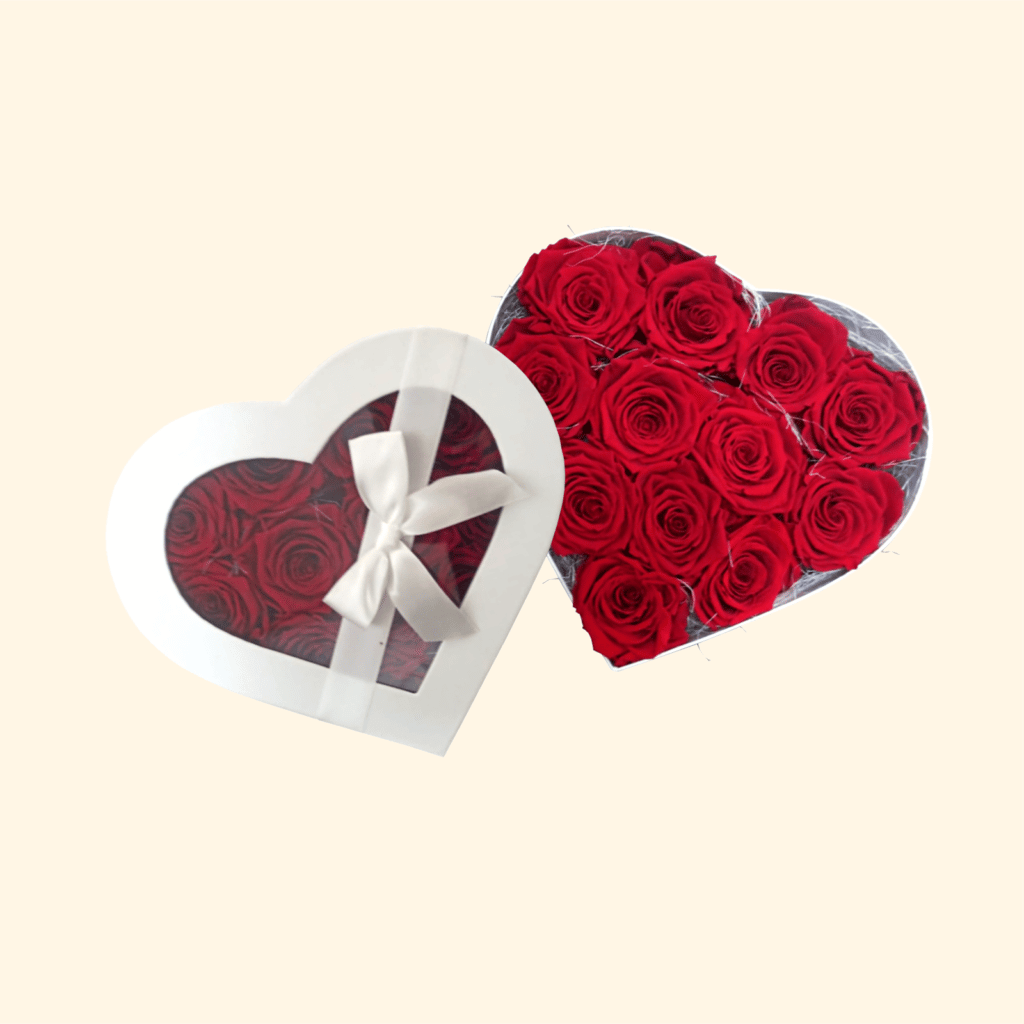 Cuore bianco 3 Rose stabilizzate 