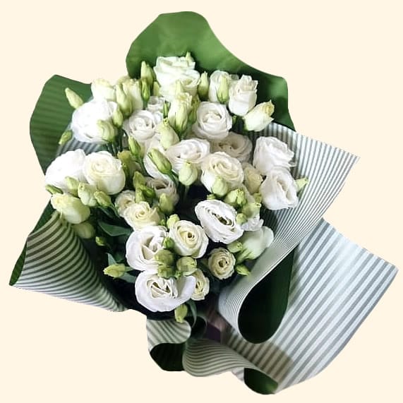 Grande Bouquet di 10 rami di Lisianthus bianchi Consegna a domicilio a Roma
